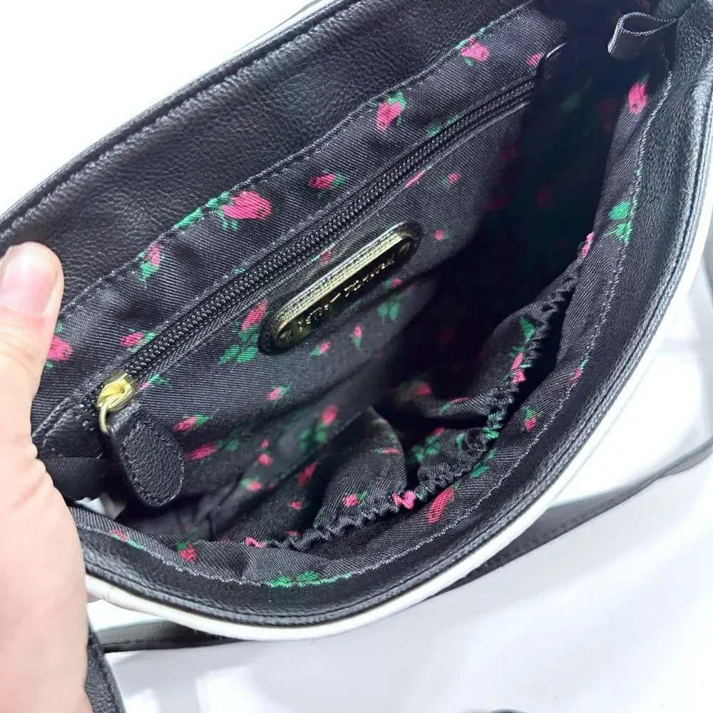 Betsy Johnson Kitsch white leather phone crossbody purse, connects to phone!